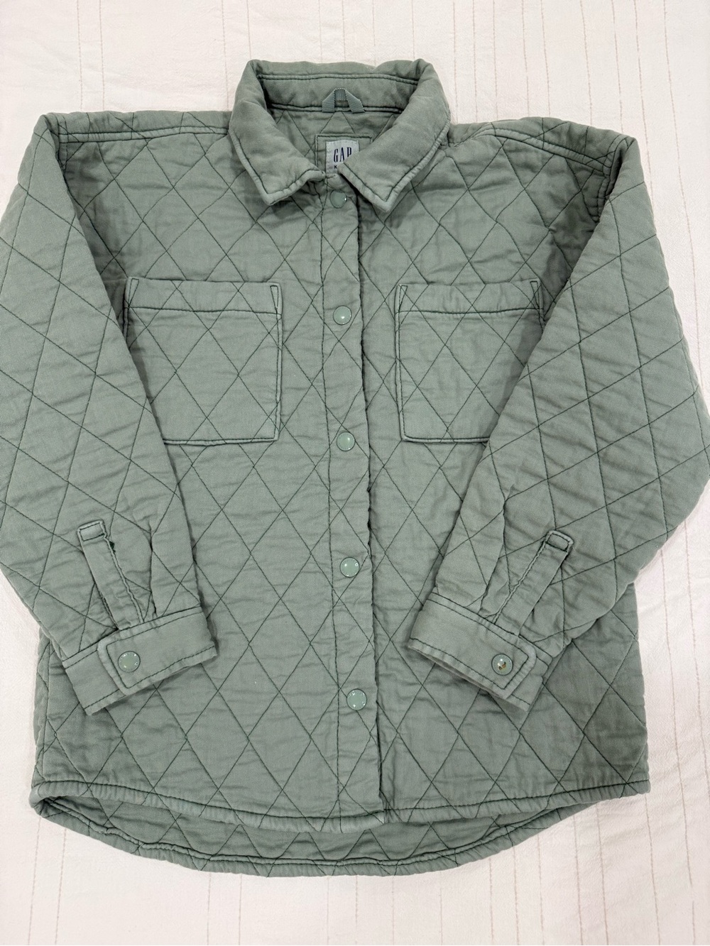 GAP Quilted Sage Green Kids Puffer Jacket